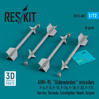AIM-9L Sidewinder Missiles (4pcs) (F-4, F-5, F-15, F-16, F-18, F-22, F-111, Harrier, Tornado, Eurofighter, Hawk, Gripen) (3D Printed) - Image 1